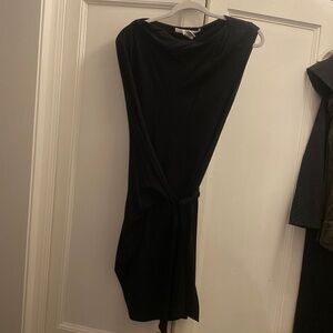 DVF black jersey side tie dress